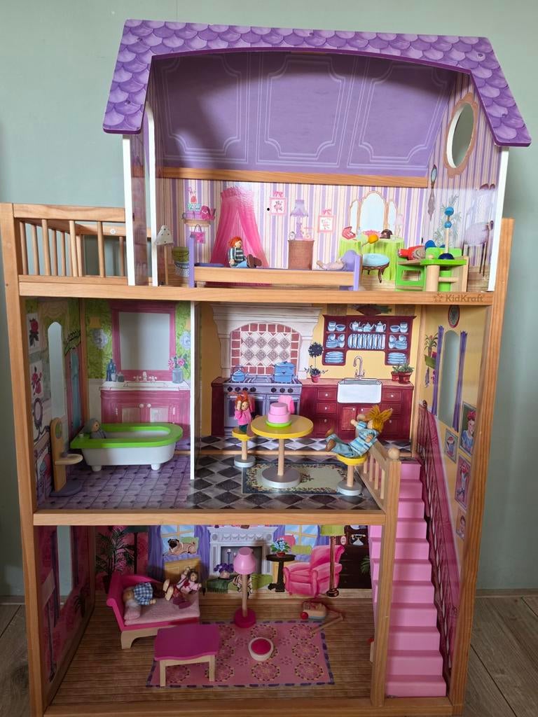 Houten poppenhuis/ barbiehuis kidkraft (Kayla), Ophalen, Zo goed als nieuw, Poppenhuis