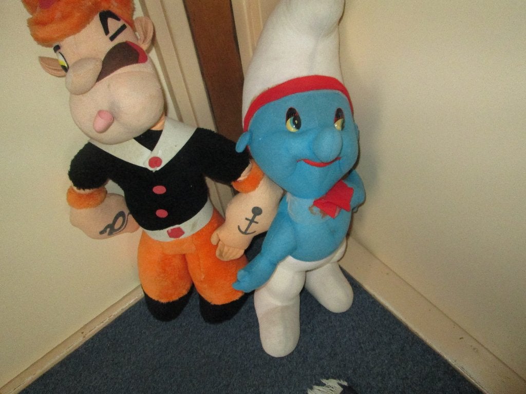 oude knuffels Popeye - Smurf, Ophalen