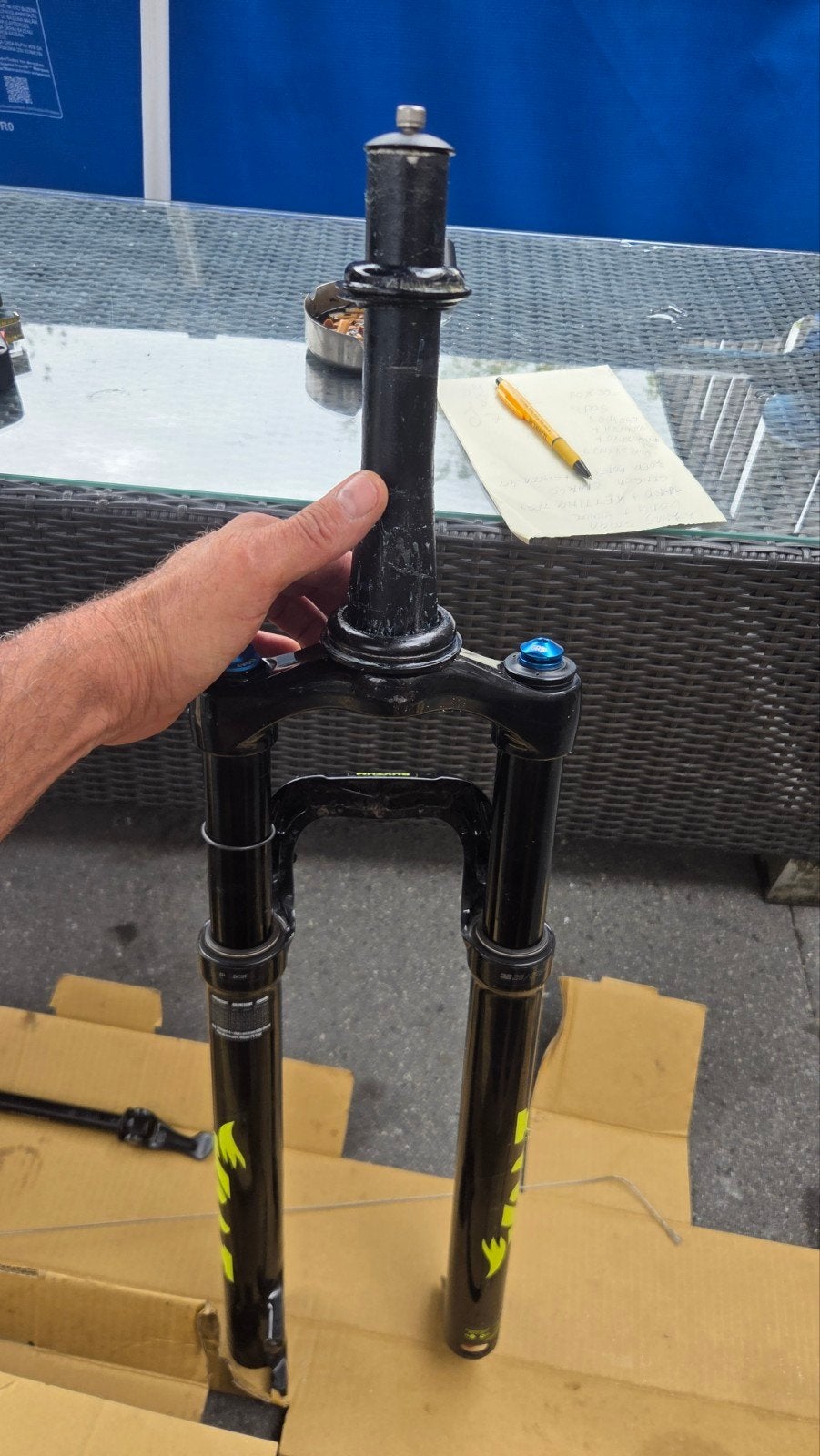 FOX Rhythm 32 Voorvork met RideLoc Remote -  als nieuw, Ophalen of Verzenden