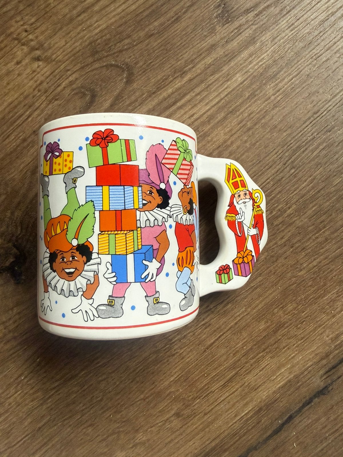 Vintage sinterklaas en zwarte piet beker retro, Ophalen of Verzenden, Zo goed als nieuw, Overige stijlen, Kop(pen) en/of Schotel(s)