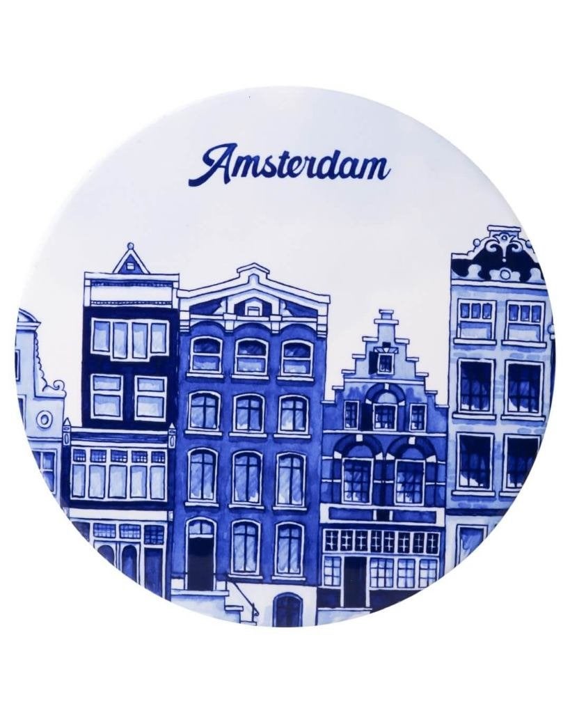 Heinen Delfts Blauw pannenonderzetter Amsterdam 18 cm, Overige merken, Keramiek, Overige typen, Ophalen of Verzenden