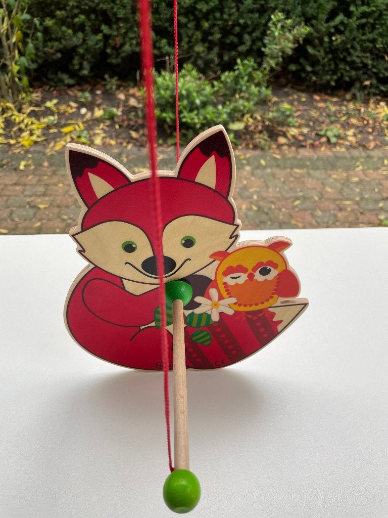 Decoratie kinderkamer draaiende houten vos, Ophalen of Verzenden, Nieuw, Overige typen