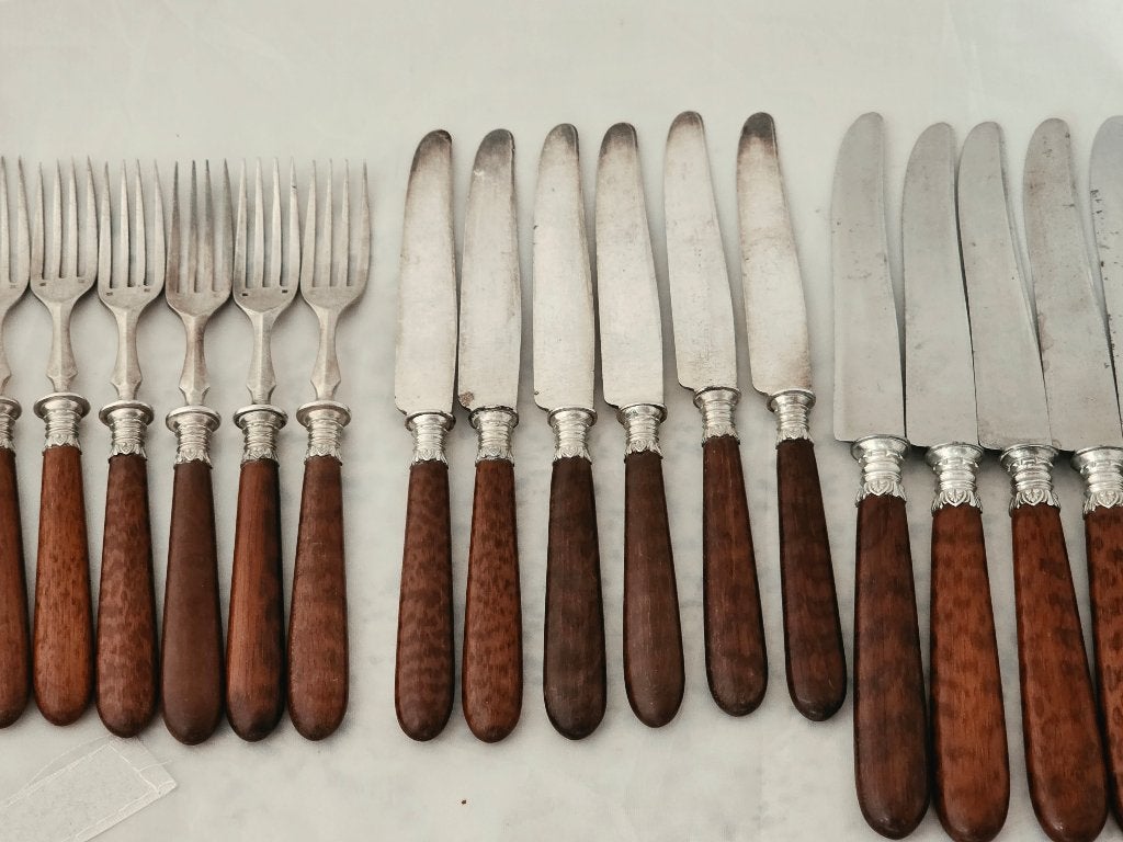 Alfenide/Christofle verzilverd dessert set, 19 eeuw, Ophalen of Verzenden