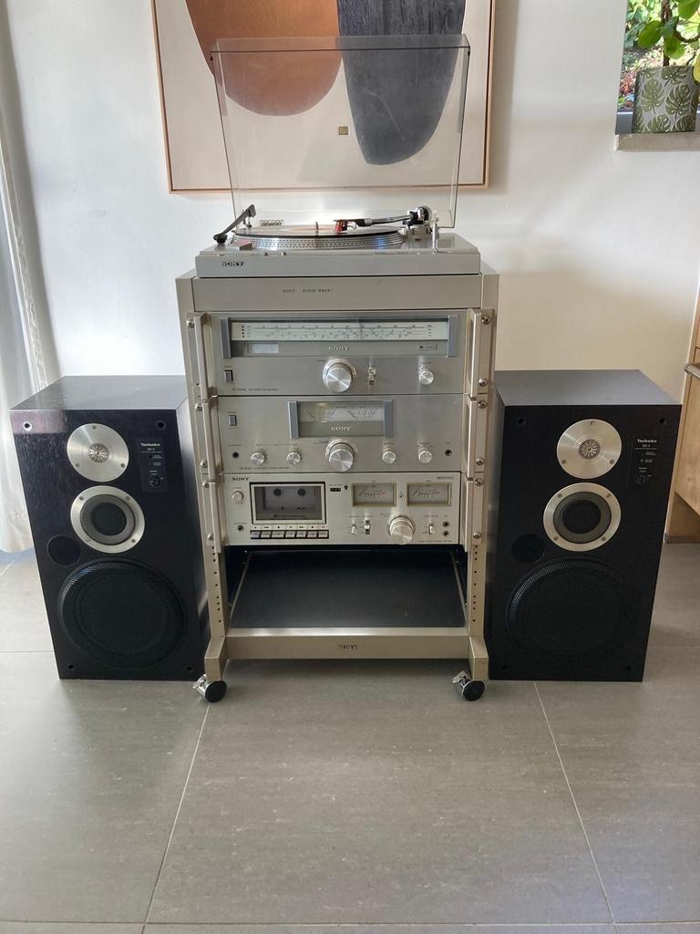 Vintage Sony Hifi Set met Technics Speakers en Platenspeler, Audio, Tv en Foto, Stereo-sets, Ophalen, Gebruikt, Cassettedeck, Losse componenten