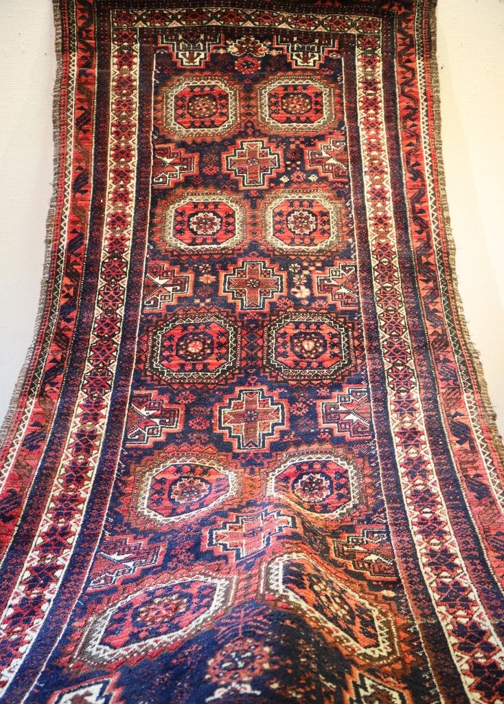 Antiek Perzisch kleed / tapijt Belouche 88 x193 cm., Ophalen of Verzenden