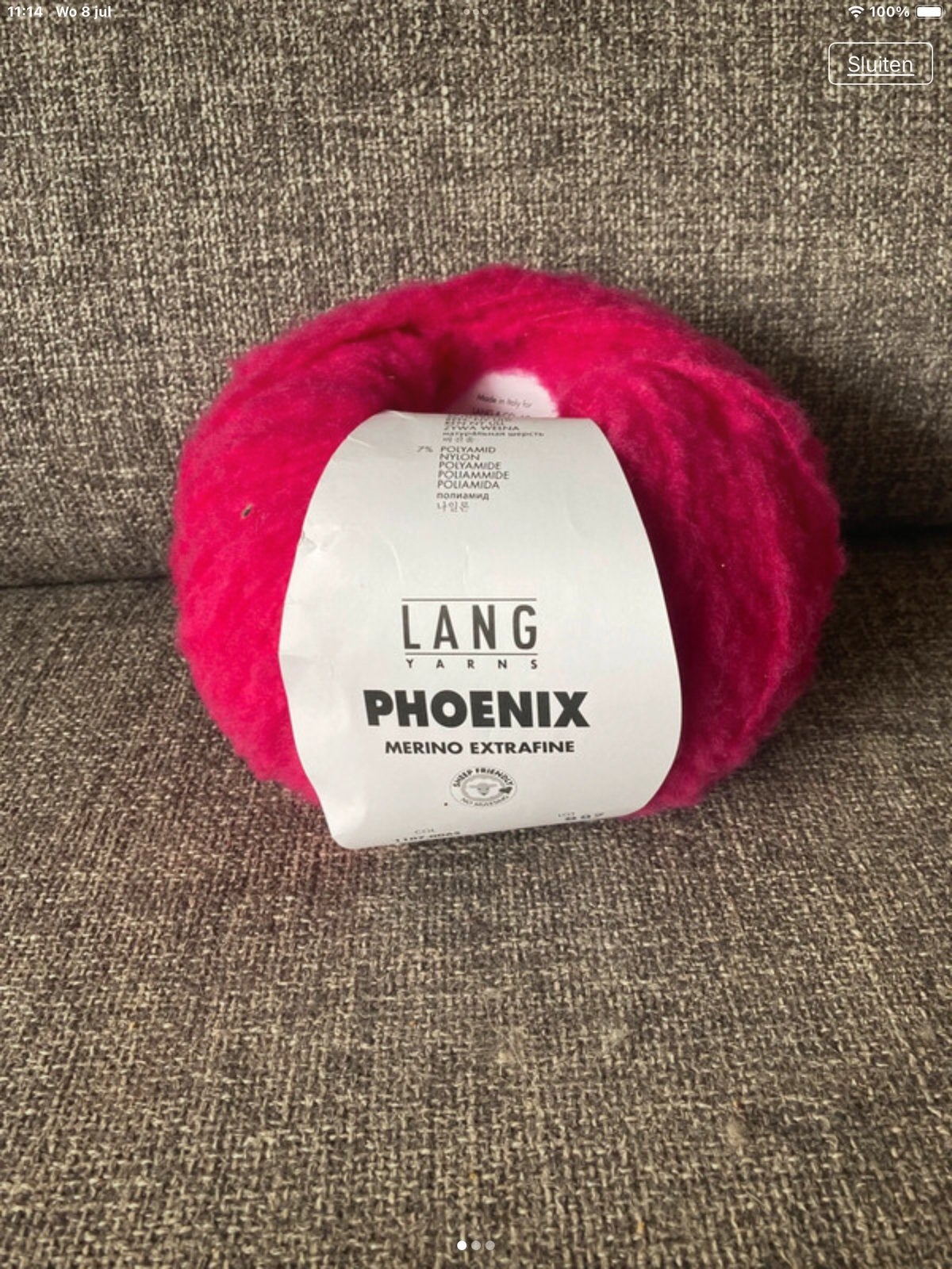 1 Bol Phoenix van Lang Yarns kleur 65, Hobby en Vrije tijd, Breien en Haken, Verzenden, Zo goed als nieuw, Breien of Haken, Wol of Garen