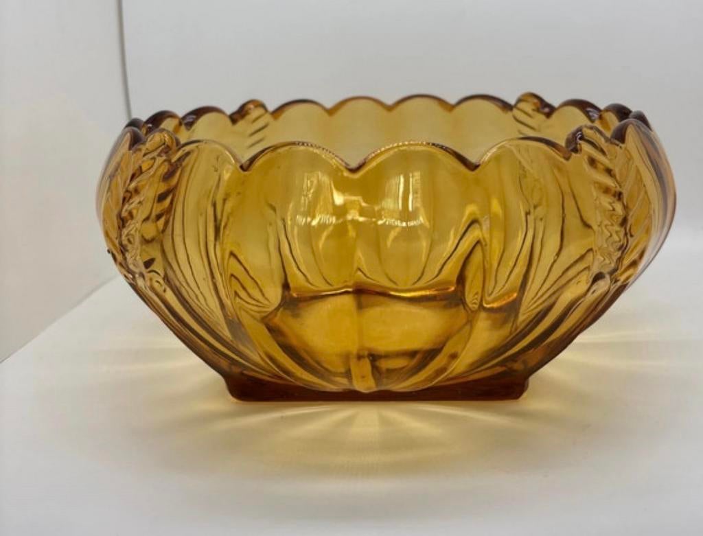 Vintage Amber schaal Tsjechisch glas, Ophalen of Verzenden