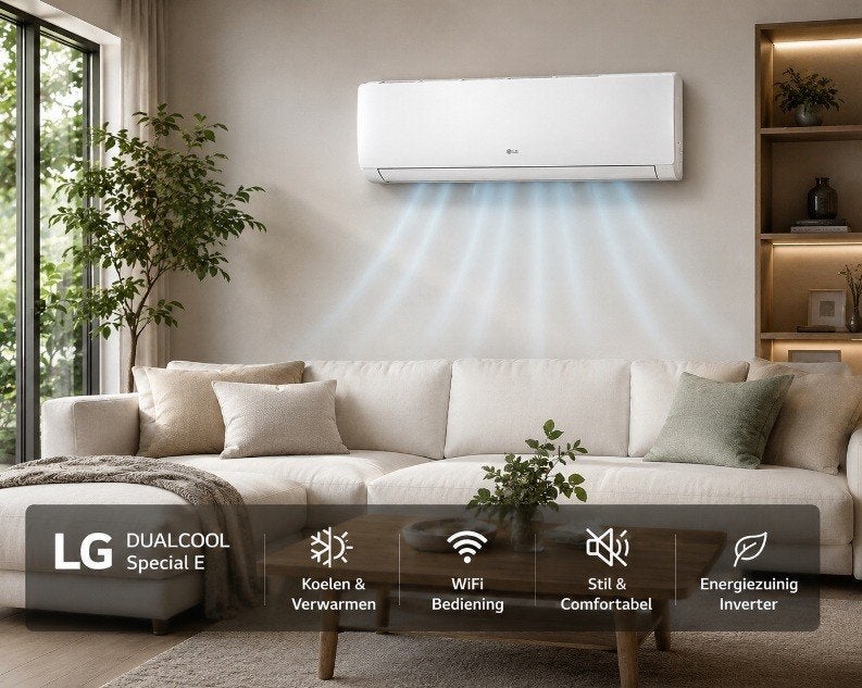 Actie! LG 3,5 kW met wifi Spit unit airco, Ophalen, Koelen en Ontvochtigen, Timer, Nieuw