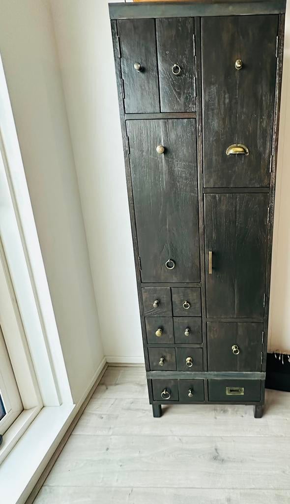 Houten apothekerskast, Huis en Inrichting, Ophalen, Gebruikt, 5 laden of meer, Teakhout