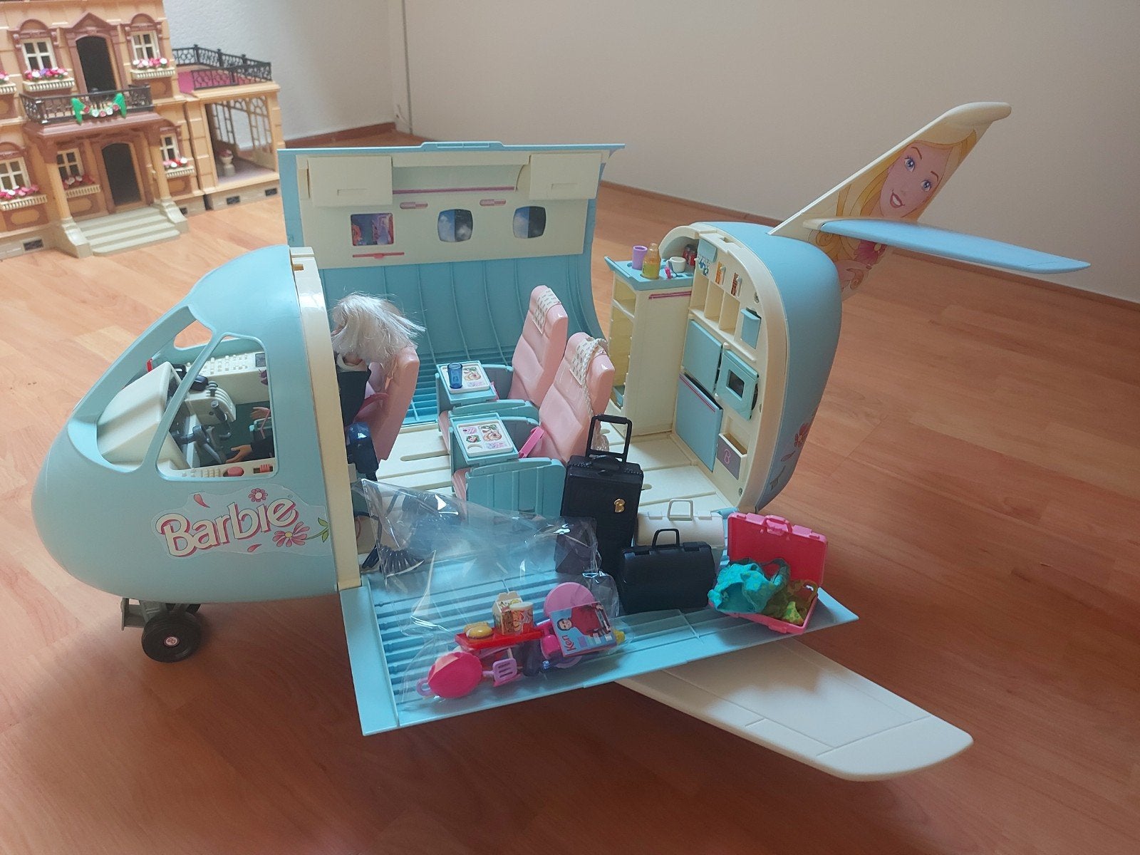 Vintage Barbie Vliegtuig Mattel met veel extra's, Ophalen, Gebruikt, Barbie