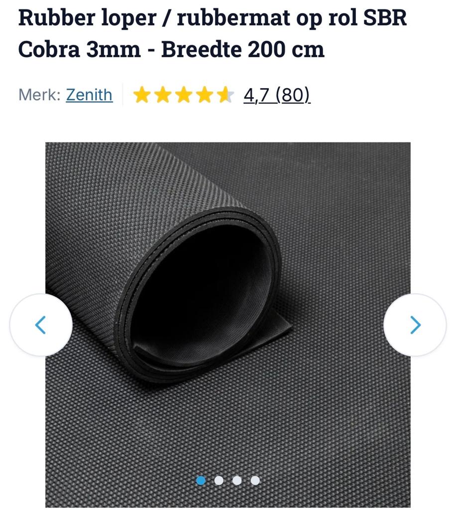 Rubberen loper / mat SBR Cobra 3mm - 200 cm breed / 300x200, Zwart, Ophalen of Verzenden, 200 cm of meer, Rechthoekig
