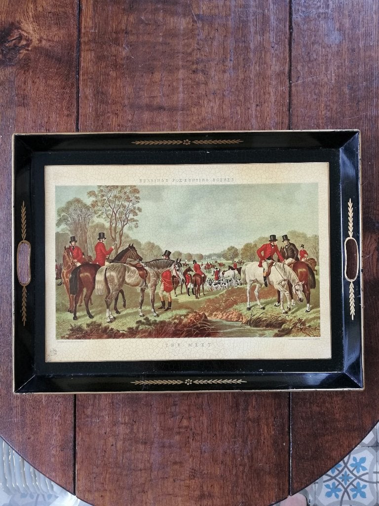 Klassiek Engels dienblad Herrings fox hunting scenes 51,5x38, Ophalen