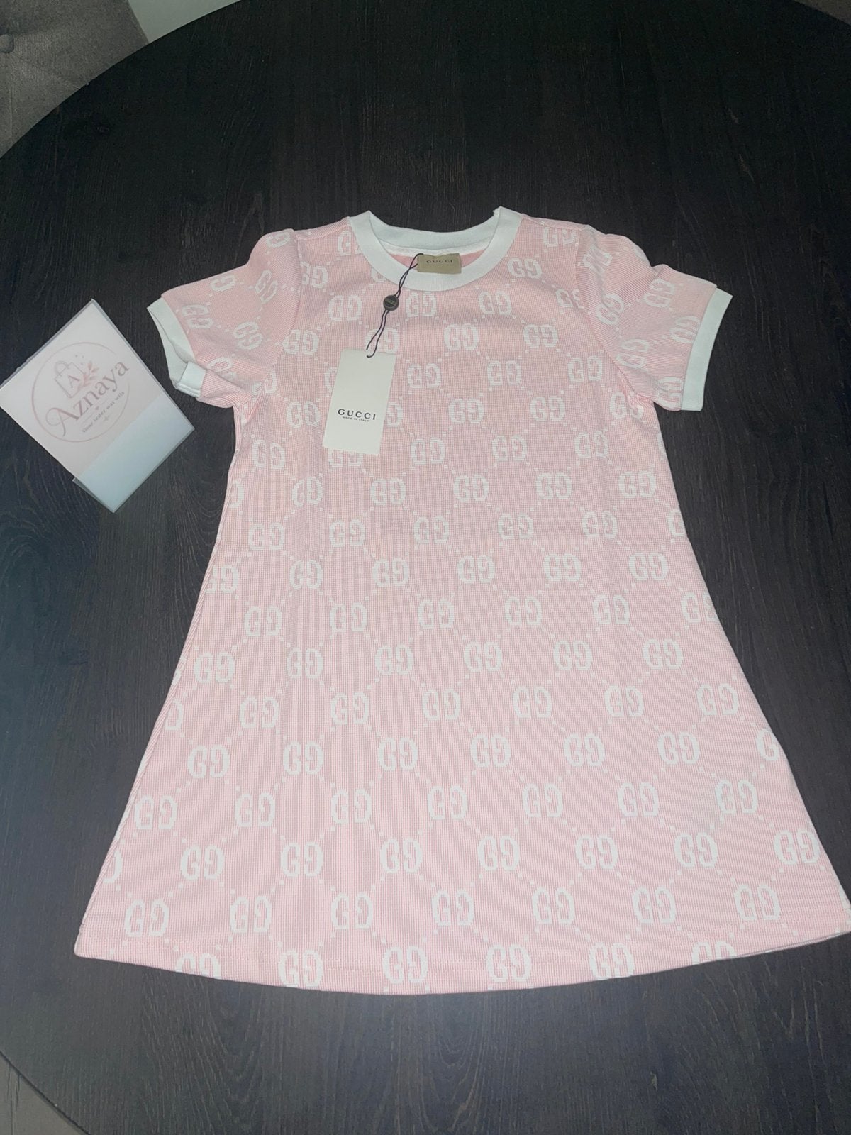 Gucci Inspired Jurkje Roze, Verzenden, Zo goed als nieuw, Roze, Korte mouw
