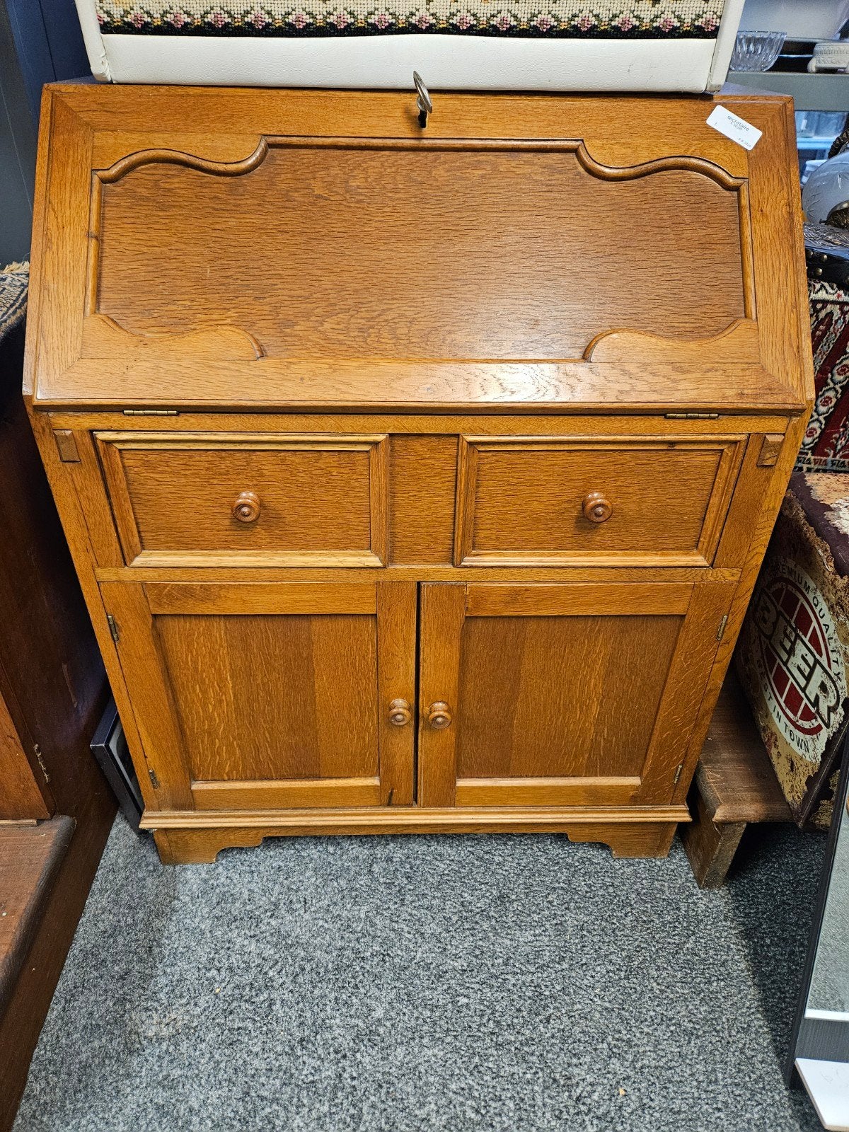 Vintage Secretaire - Eikenhout, Ophalen, Gebruikt, Vintage