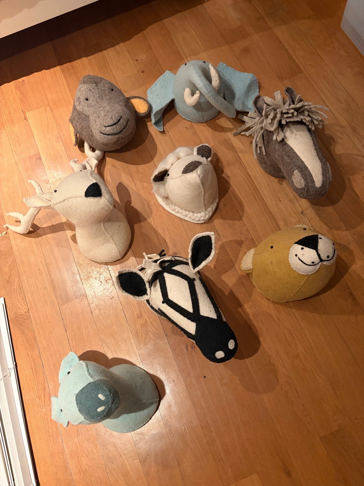 8 Kidsdepot dierenkoppen: Schaap, zebra, ezel, leeuw, etc., Ophalen of Verzenden, Gebruikt, Meerkleurig, Textiel