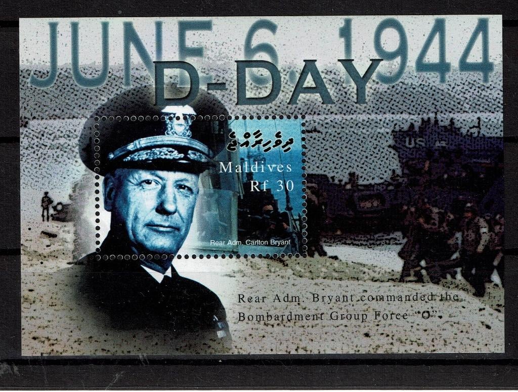 maldives 2004 pf blok D day wo2 oorlog war historie, Postzegels en Munten, Postzegels | Thematische zegels, Postfris, Overige thema's