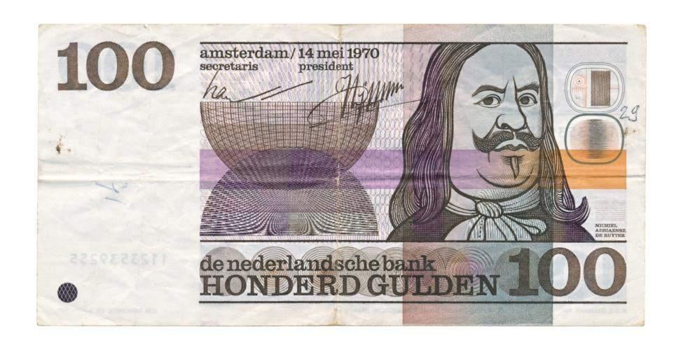 Nederland 100 Gulden 1970 Michiel de Ruyter, Postzegels en Munten, Ophalen of Verzenden, 100 gulden, Los biljet