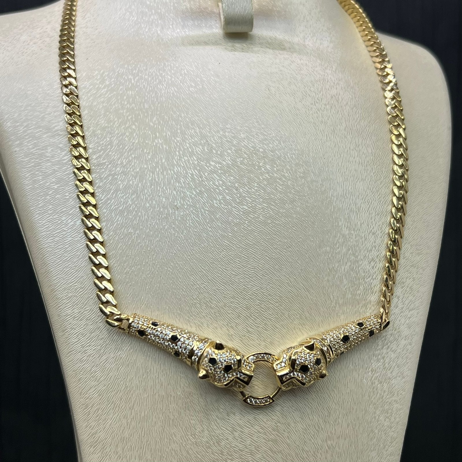14 karaat gouden ketting collier panter model, Ophalen of Verzenden, Nieuw, Goud