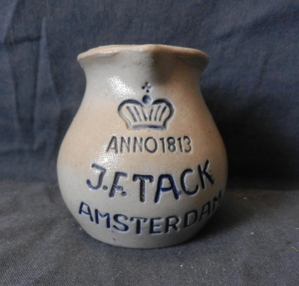 Klein gres / steengoed azijn kannetje J.F. Tack Amsterdam, Antiek en Kunst, Ophalen of Verzenden
