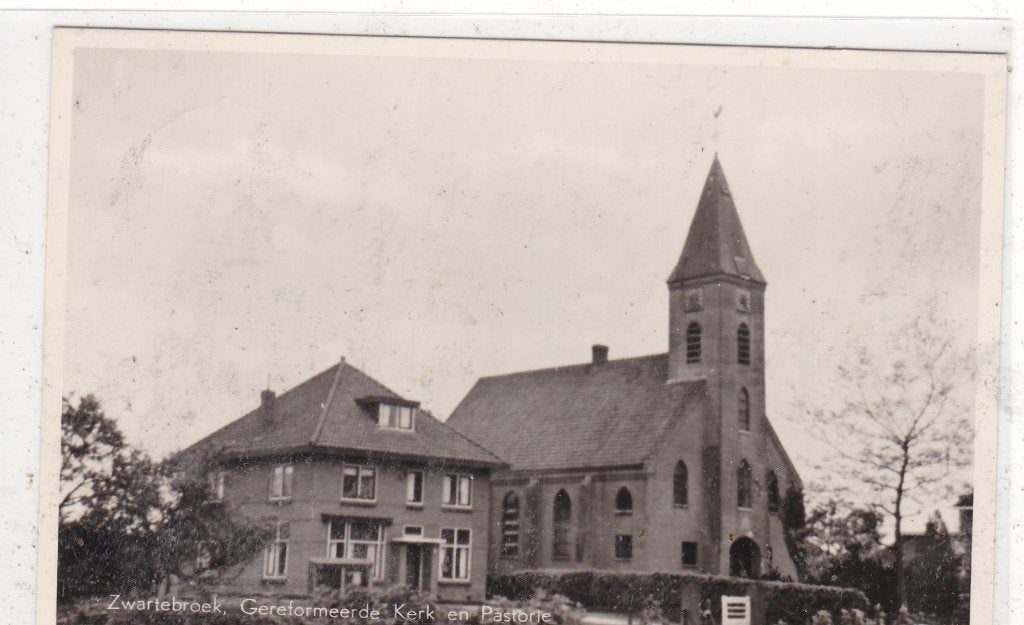 Zwartebroek-Gereformeerde Kerk en Pastorie 1959, Verzenden, 1940 tot 1960, Gelopen, Gelderland