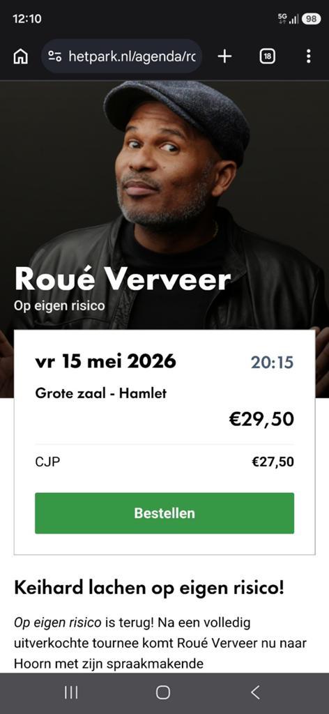 3 kaartjes Roué Verveer, Tickets en Kaartjes, Drie personen of meer, Mei