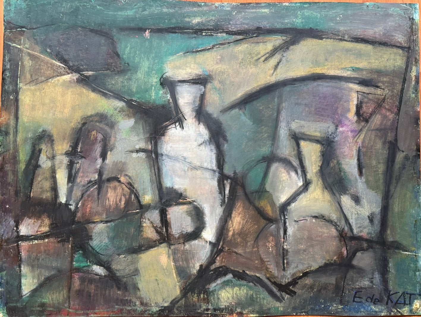 Ewout de Kat (9104-1974), Ophalen, Expressionistisch, Stilleven, Papier