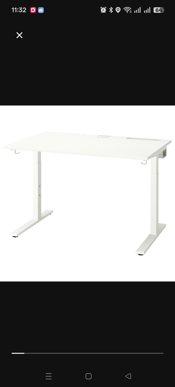 2x IKEA MITTZON Bureau Wit 120x80 cm, Huis en Inrichting, Bureaus, Gebruikt, Ophalen of Verzenden, IKEA, Kabelgoot