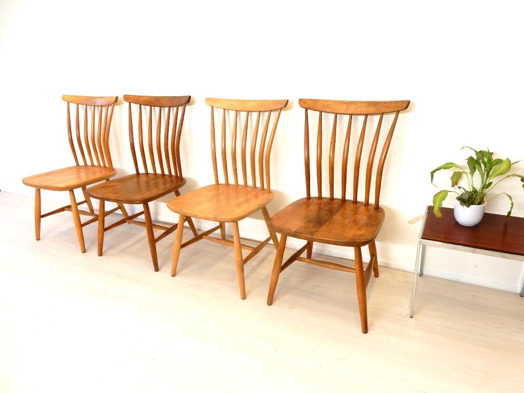 retro vintage stoel Akerblom spijlenstoel jaren 50 zweden, Gebruikt, Bruin, ., Vintage