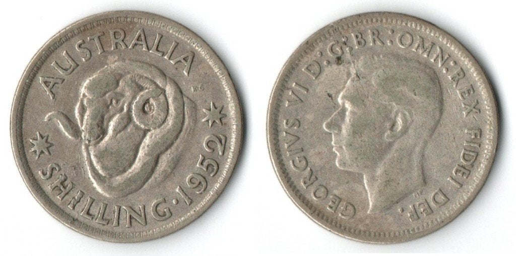 Australische Shilling 1952 - Koning George VI, Verzenden, Losse munt, Zilver