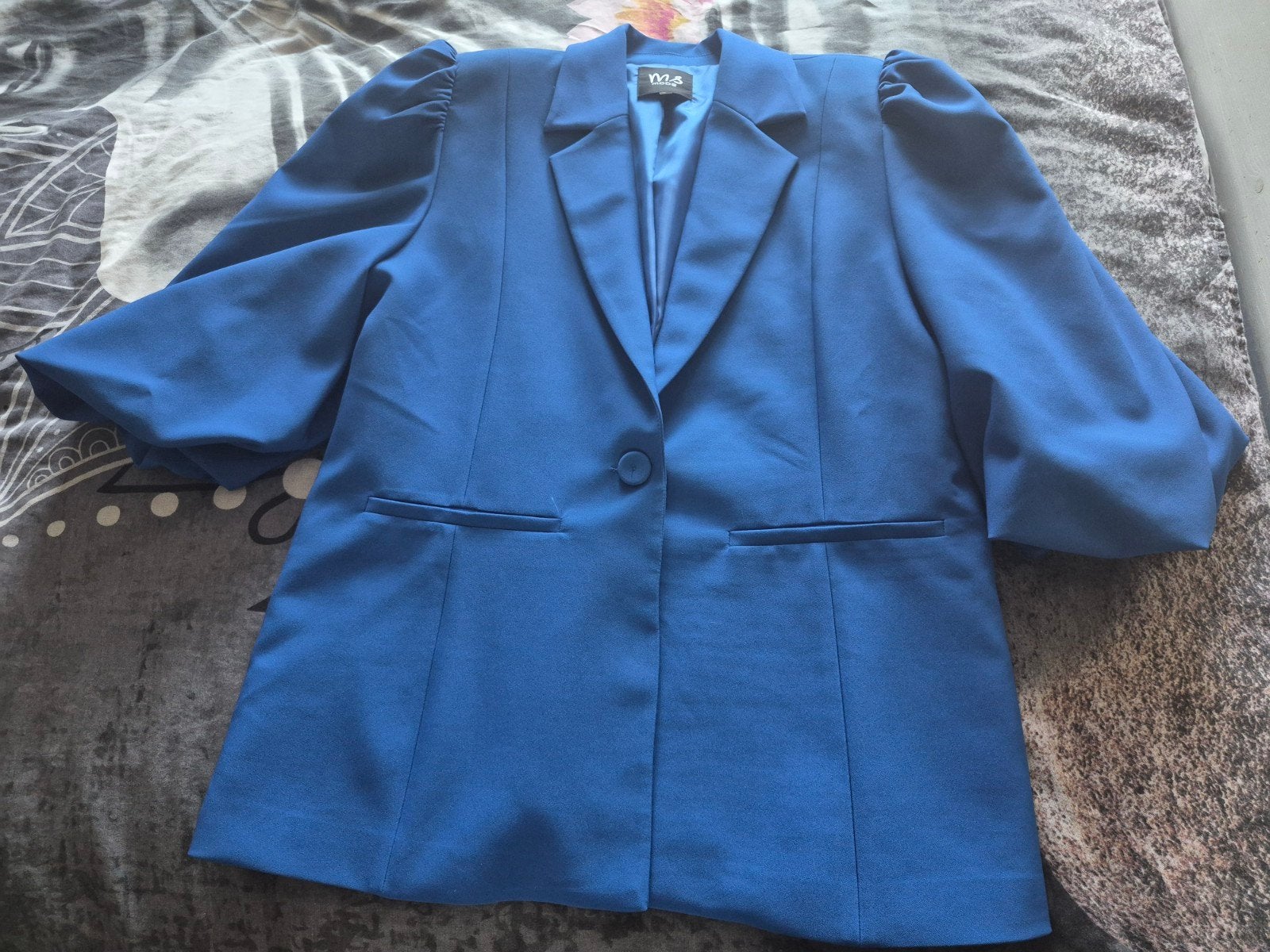 Blauwe blazer met pofmouwen mt 44, Blauw, Maat 42/44 (L), Nieuw, Ophalen of Verzenden