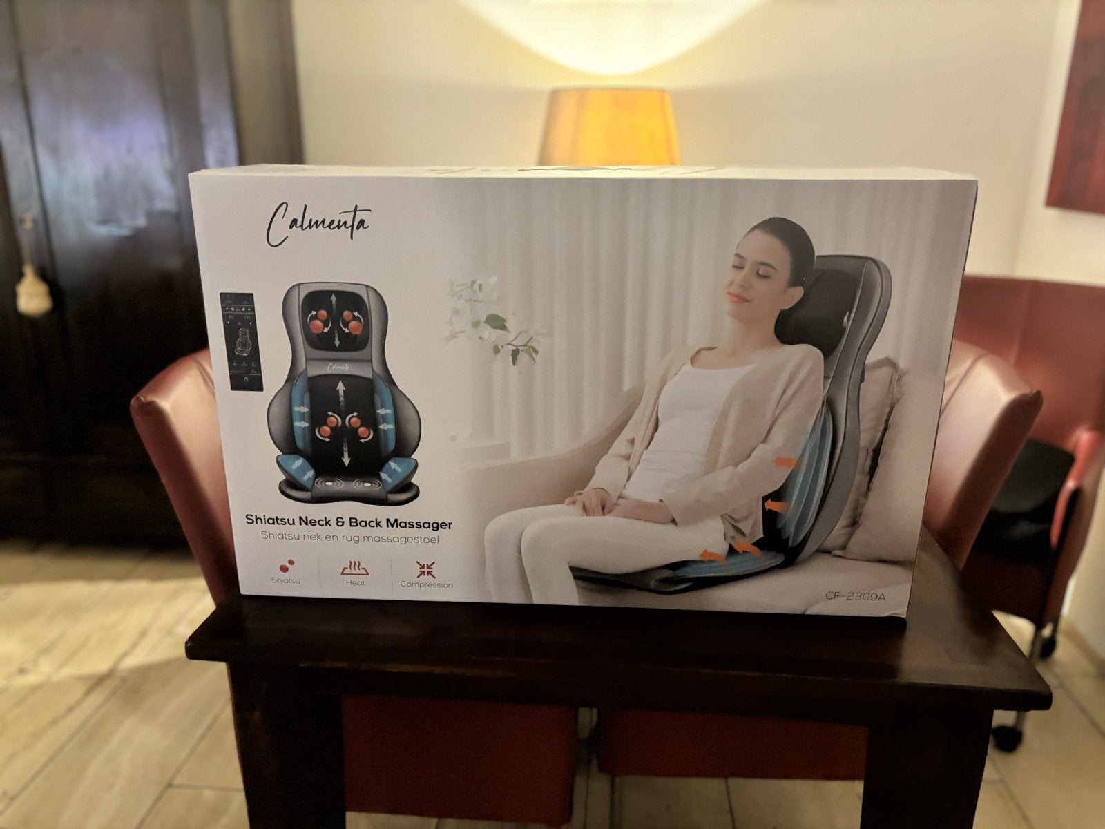 Calmenta Shiatsu Nek & Rug Massagestoel - Nieuw in doos, Ophalen of Verzenden, Zo goed als nieuw, Massagestoel of Kussen