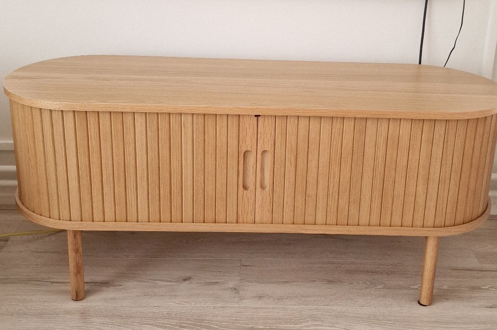 TV Meubel, Ophalen, 100 tot 150 cm, Eikenhout, Zo goed als nieuw