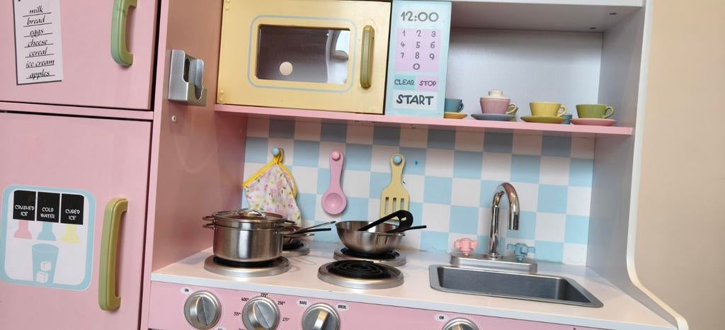 Grote speelkeuken met accessoires - 110x108x40cm, Kinderen en Baby's, Speelgoed | Speelkeukens, Ophalen, Gebruikt, Hout, Speelkeuken