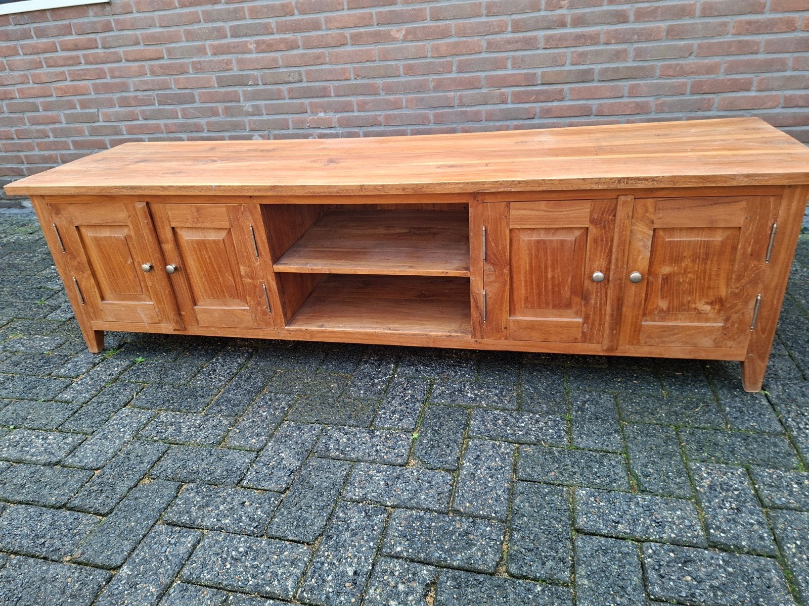 houten tv kast, Ophalen, Gebruikt, 150 tot 200 cm, Landelijk