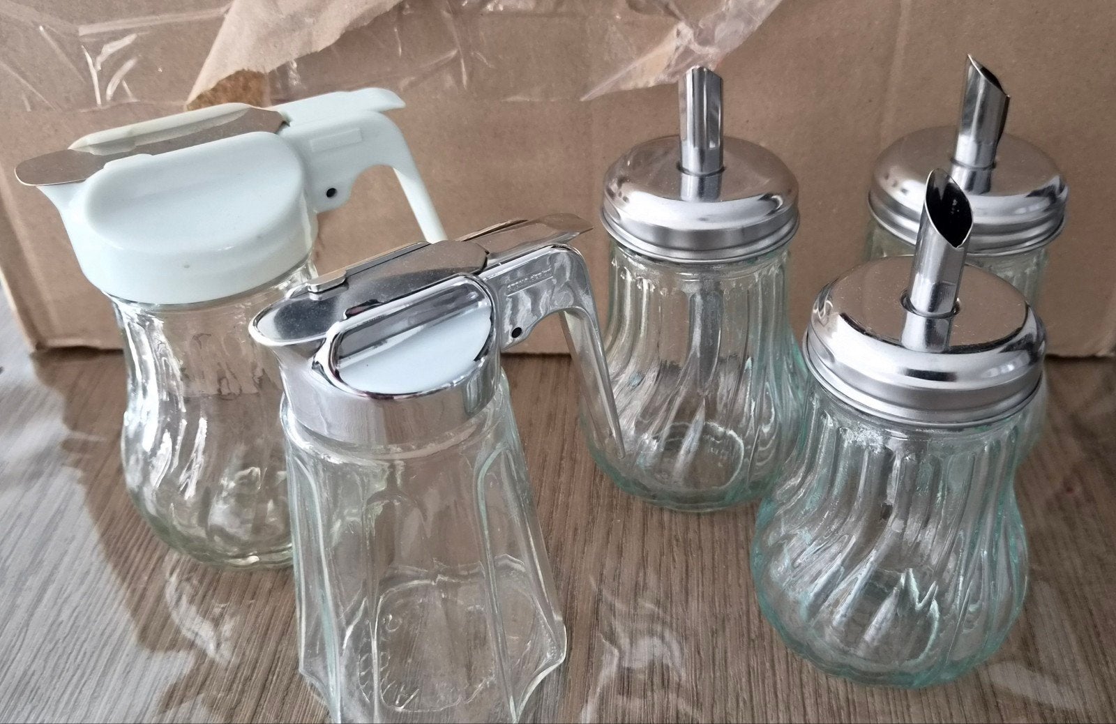 Vintage glazen strooi / suiker potjes, Ophalen of Verzenden, Glas, Vintage
