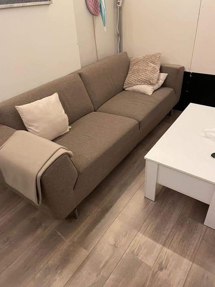 Grijze stoffen bank, Ophalen, Gebruikt, Driepersoons, 75 tot 100 cm