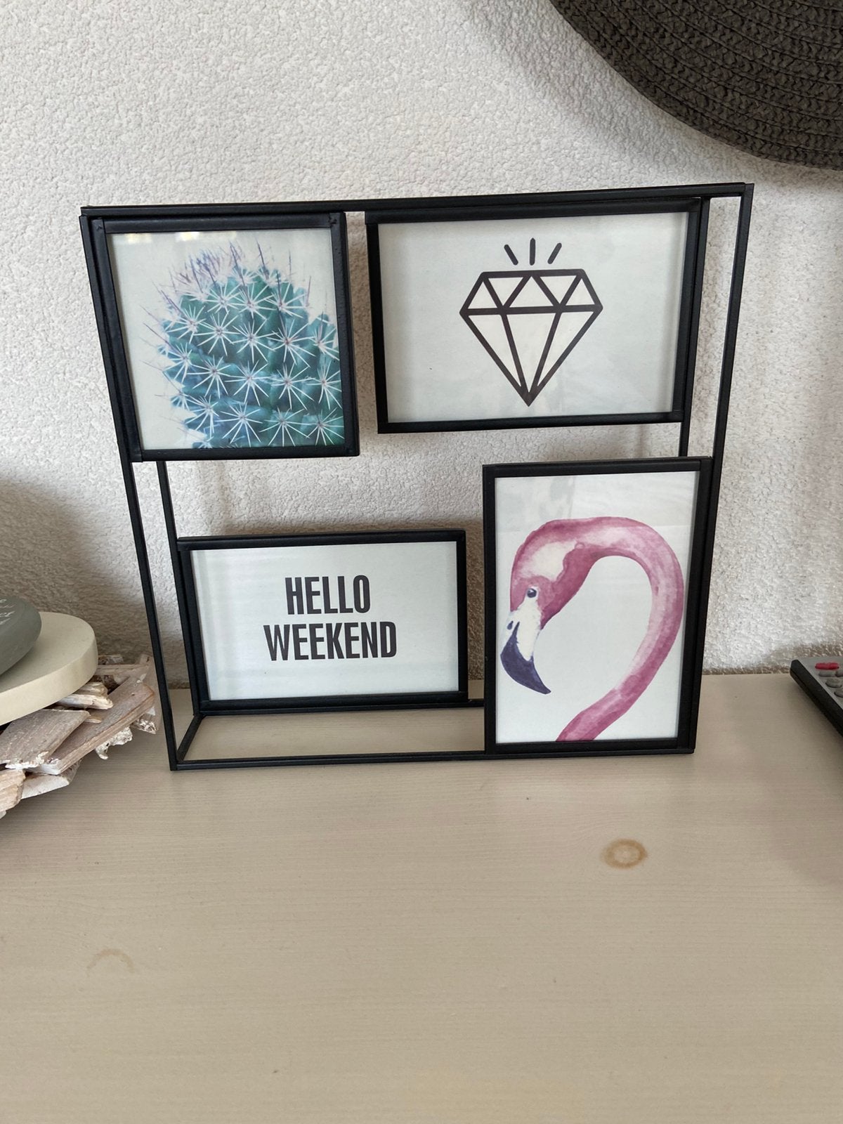 Moderne fotolijst voor 4 foto's, Audio, Tv en Foto, Fotografie | Fotolijsten, Ophalen of Verzenden, Zo goed als nieuw, Zwart, Collagefotolijst