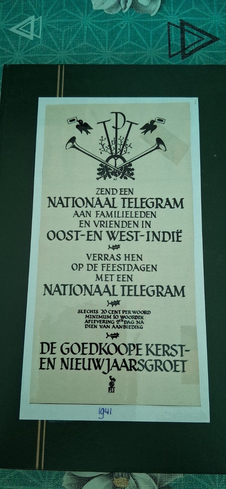 Nationale Telegram Kerst- en Nieuwjaarsgroet 1941, Verzamelen, Ophalen of Verzenden, 1940 tot 1960, Nederland, Knipsel(s)