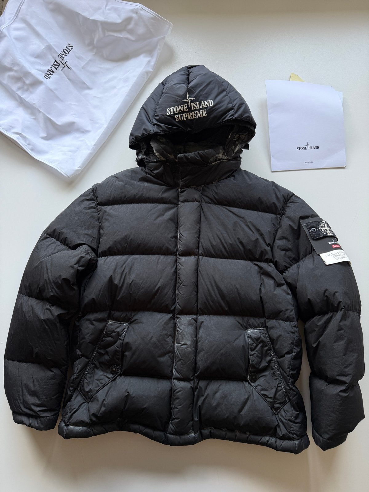 Stone Island x Supreme Paintball Camouflage Crinkle Reps Dow, Ophalen of Verzenden, Zo goed als nieuw, Maat 46 (S) of kleiner