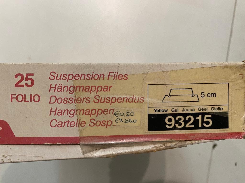 25 folio hangmappen geel, Diversen, Schrijfwaren, Niet bekend, Niet bekend, Nieuw, Ophalen of Verzenden