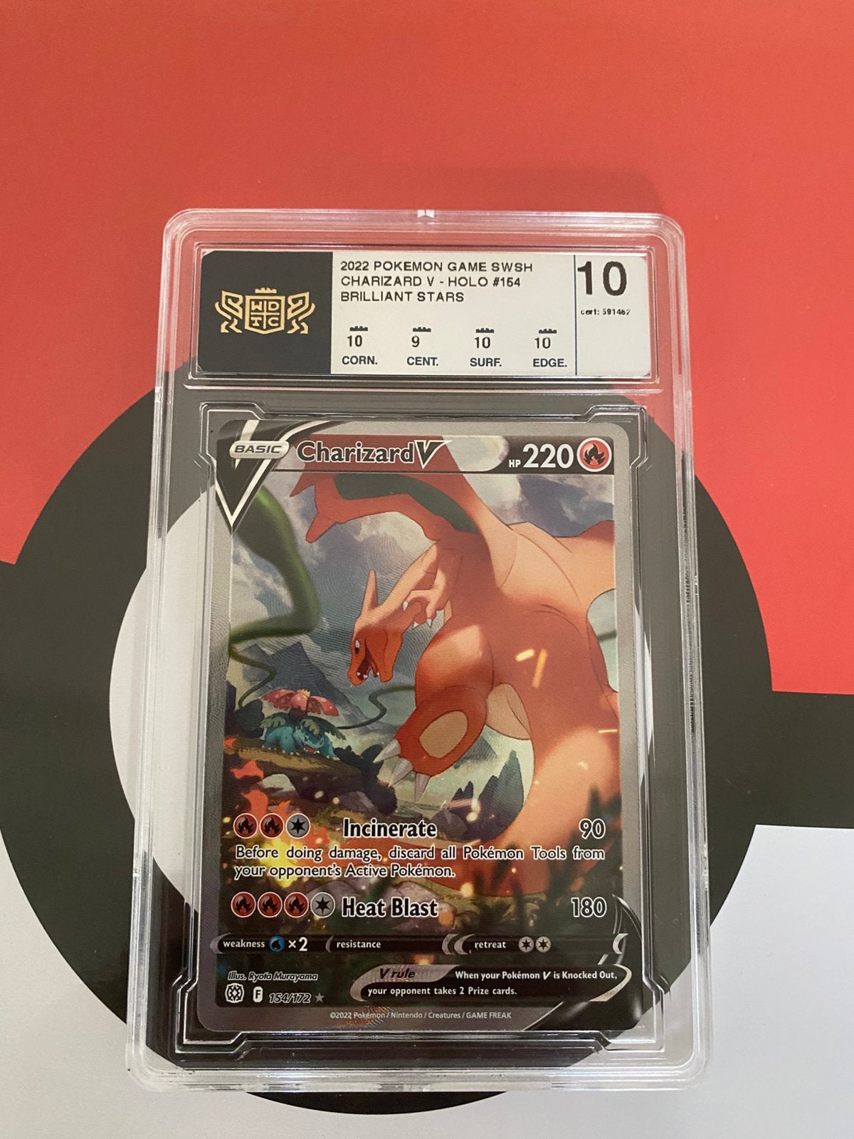 Charizard V grade 10 154/172, Ophalen of Verzenden, Zo goed als nieuw