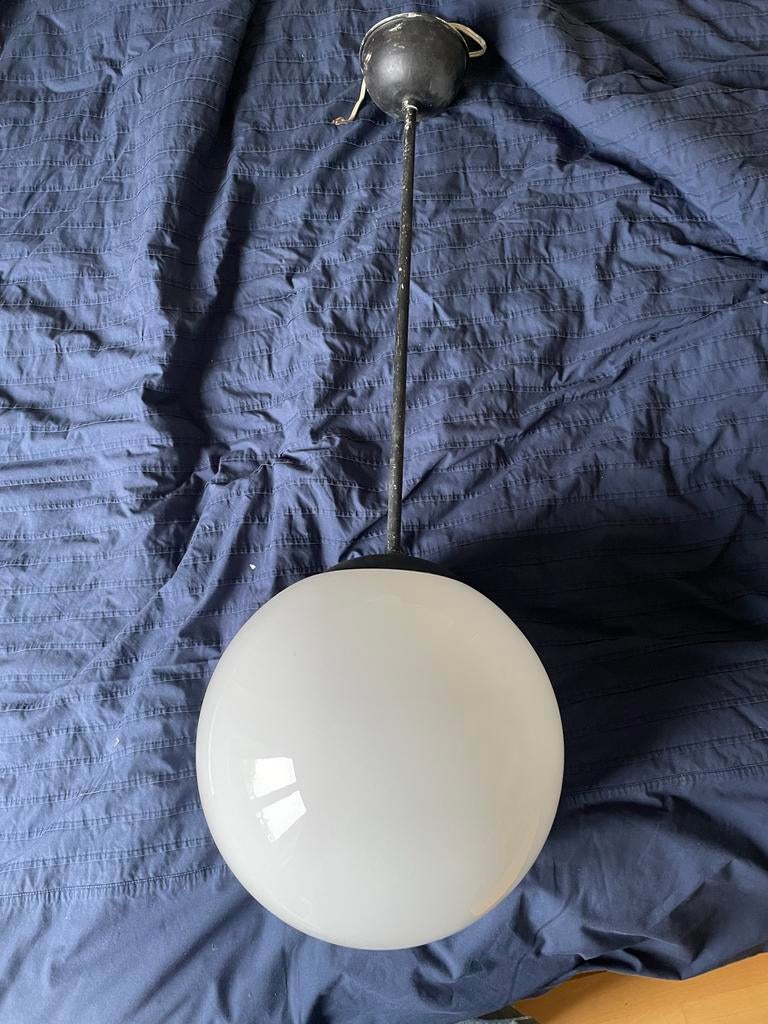 Schoollamp met wit glazen bol, Ophalen, Gebruikt, 75 cm of meer, Glas