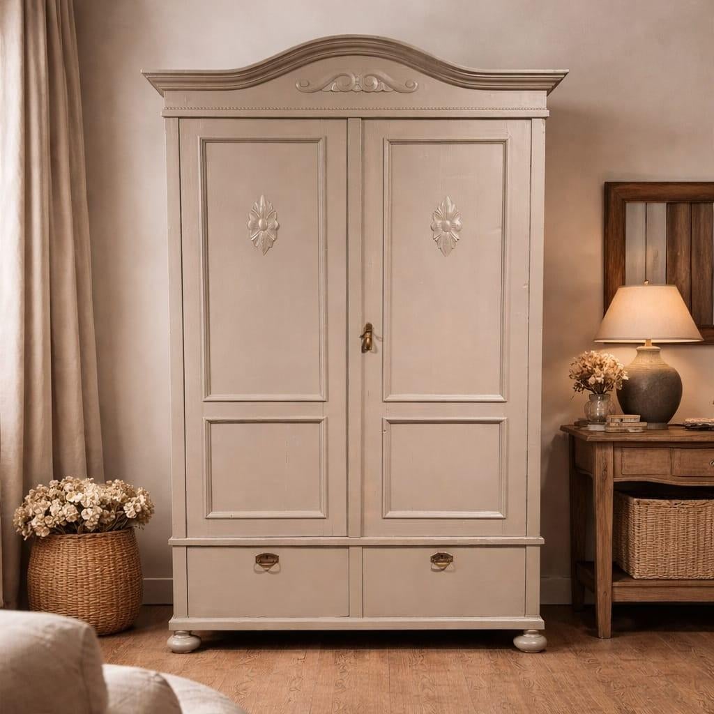 Linnenkast frans grenen taupe buffetkast apothekerskast, Kinderen en Baby's, Kinderkamer | Commodes en Kasten, 50 tot 70 cm, Nieuw