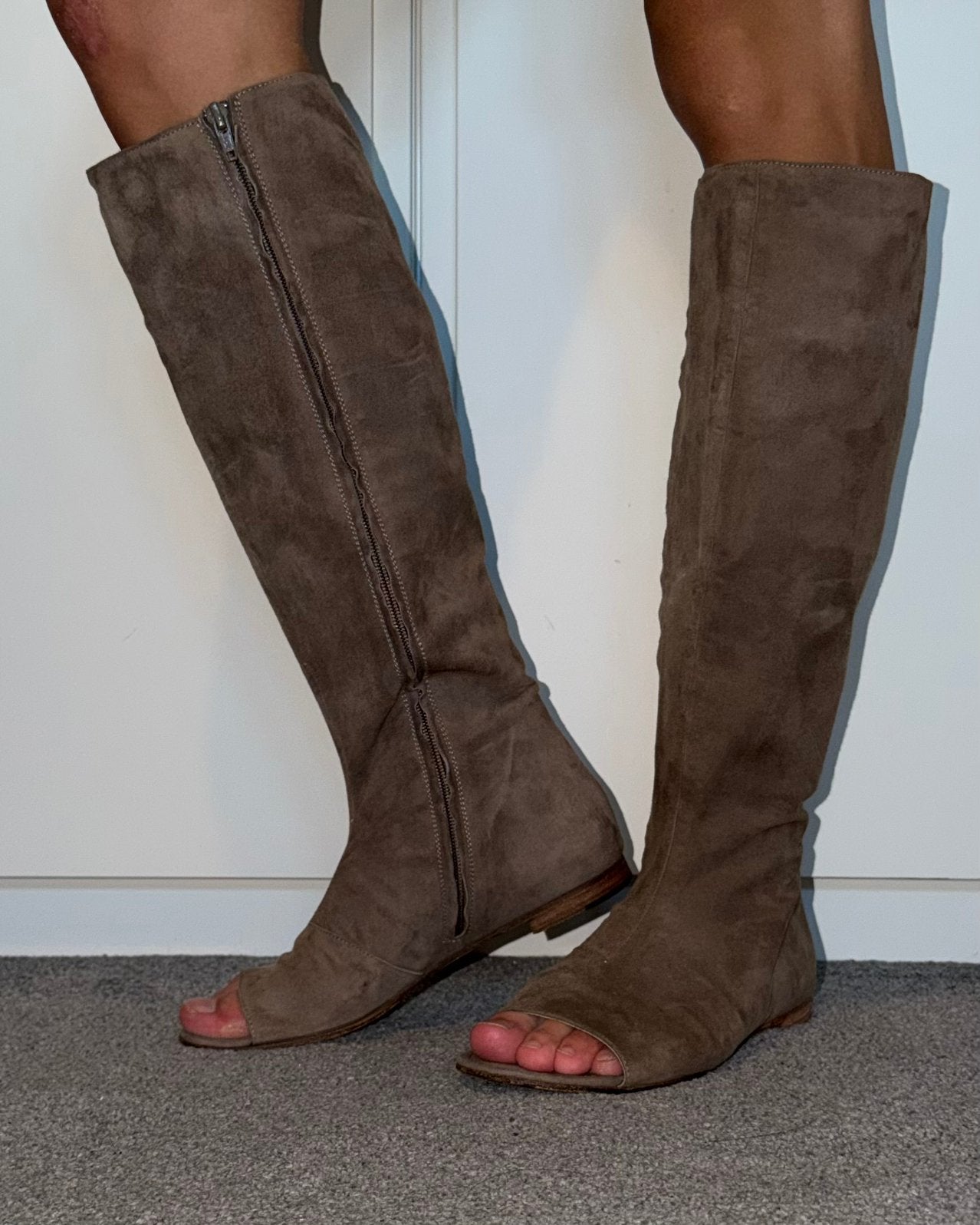 Peeptoe laarsjes, Hoge laarzen, Overige kleuren, Verzenden, Gedragen
