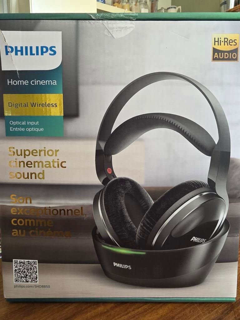 Philips SHD8850 Draadloze Hi-Res Hoofdtelefoon Home Cinema, Philips, Nieuw, Ophalen of Verzenden, Over oor (circumaural)