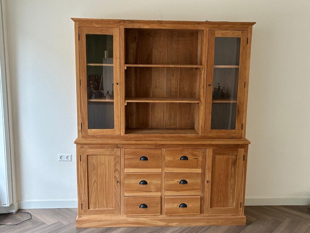 Teak keukenkast Almelo (indoteak) te koop (als nieuw!), Huis en Inrichting, Ophalen, Bruin, 200 cm of meer, 150 tot 200 cm
