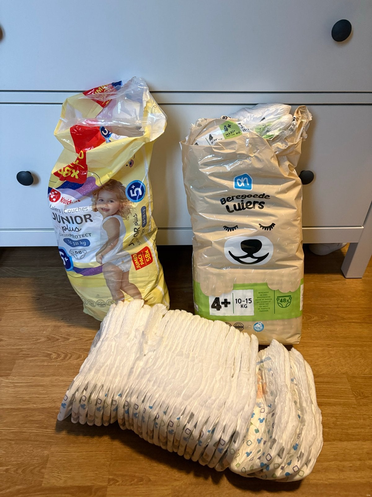 Pakket luiers: jumbo, kruidvat en Ah, Ophalen, Gebruikt