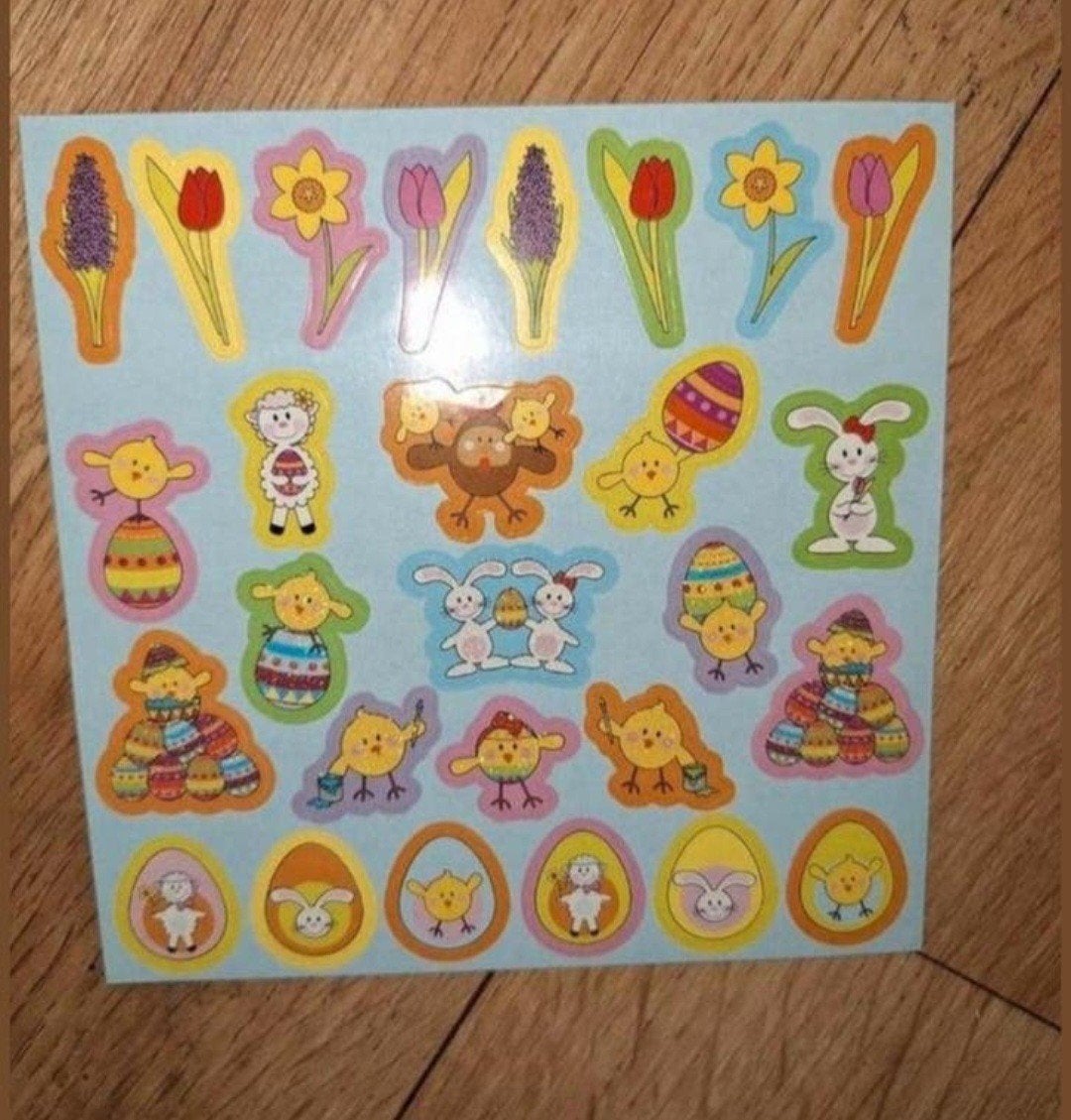 Leuke Paasstickers met kuikens, konijnen en bloemen, Ophalen of Verzenden