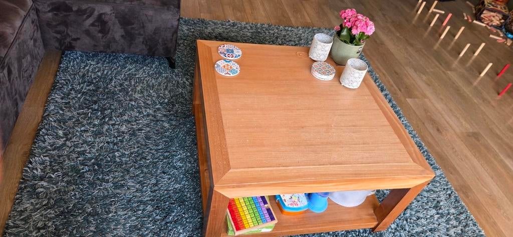 Massief Eiken Salontafel - Robuust en Stijlvol, Huis en Inrichting, Tafels | Salontafels, Gebruikt, 50 tot 100 cm, Minder dan 50 cm