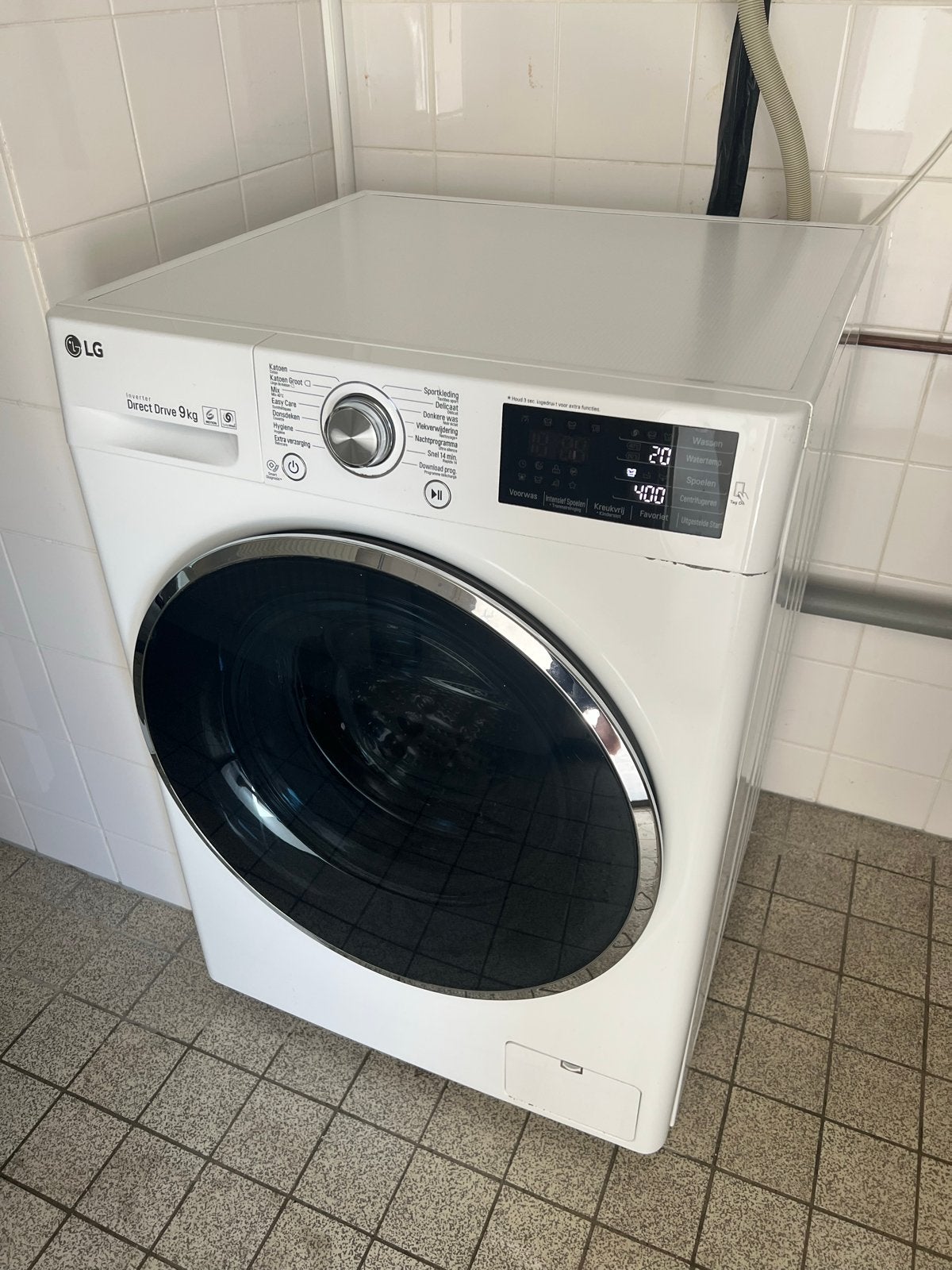 LG Direct Drive 9kg Wasmachine - Kloppend geluid, Ophalen, 1200 tot 1600 toeren, Gebruikt, 8 tot 10 kg